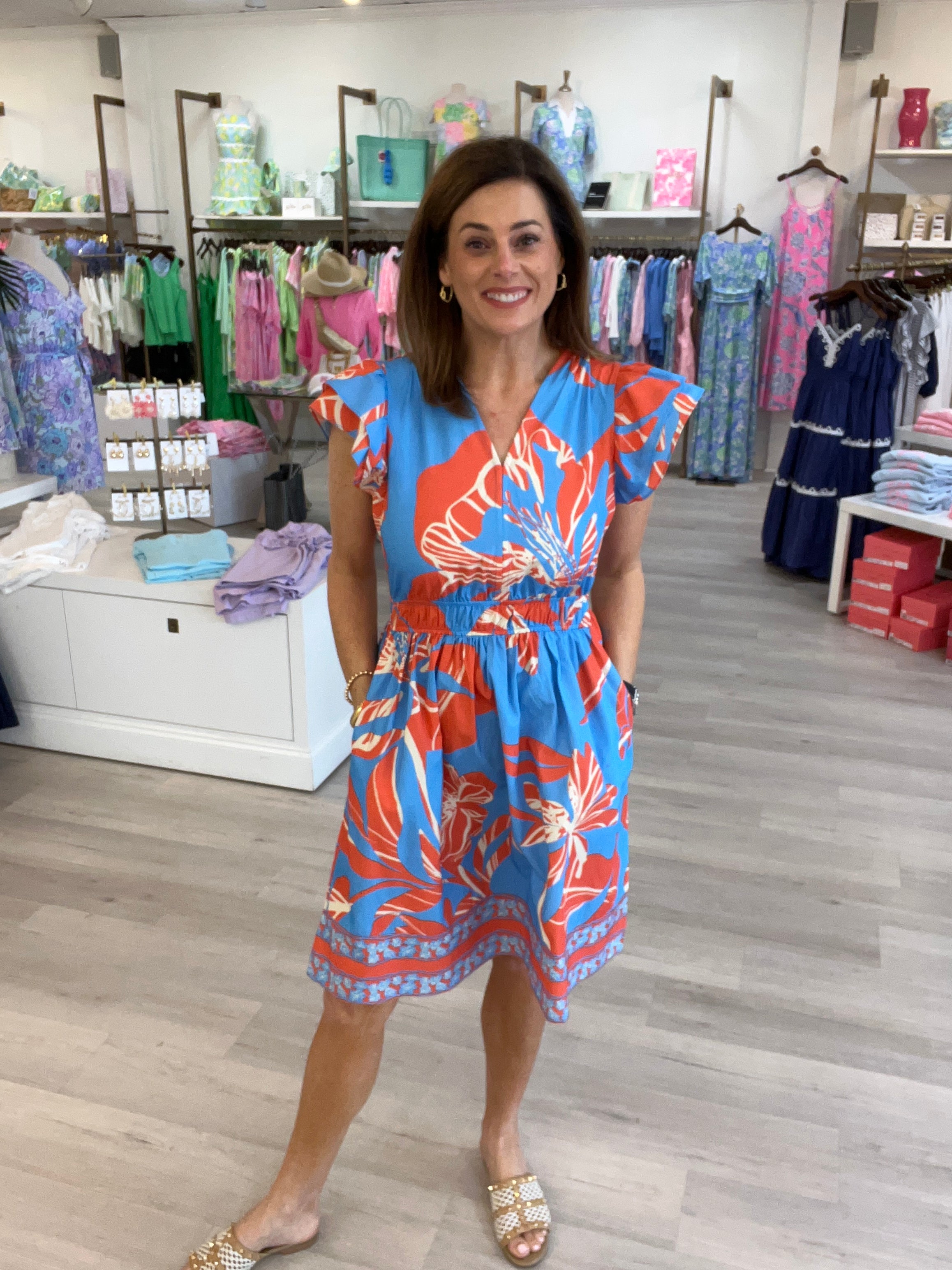Arianna Dress in Coral Florals