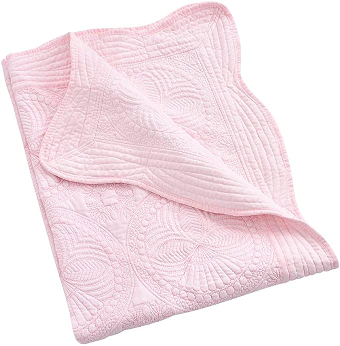 Monogrammed Baby Quilt in Pink