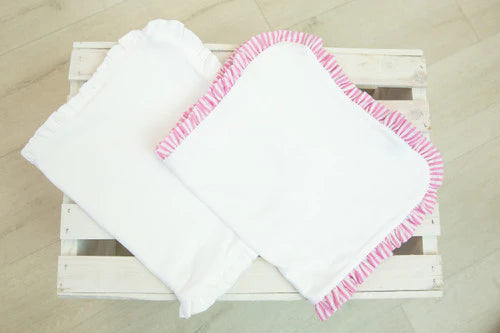 Monogram Burp Cloth- Pink Seersucker Trim