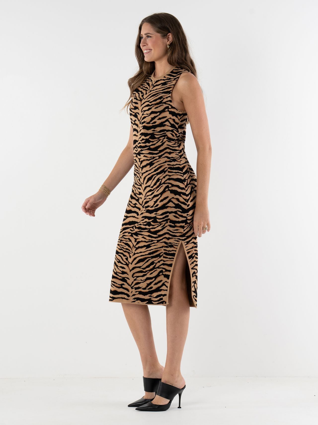 Simone Sweater Dress in Tiger