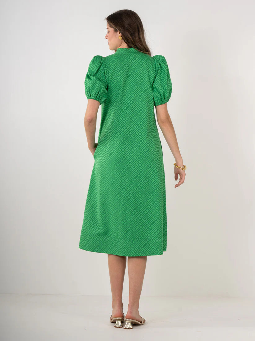 Hampton Dress in Fairway Green Monogram