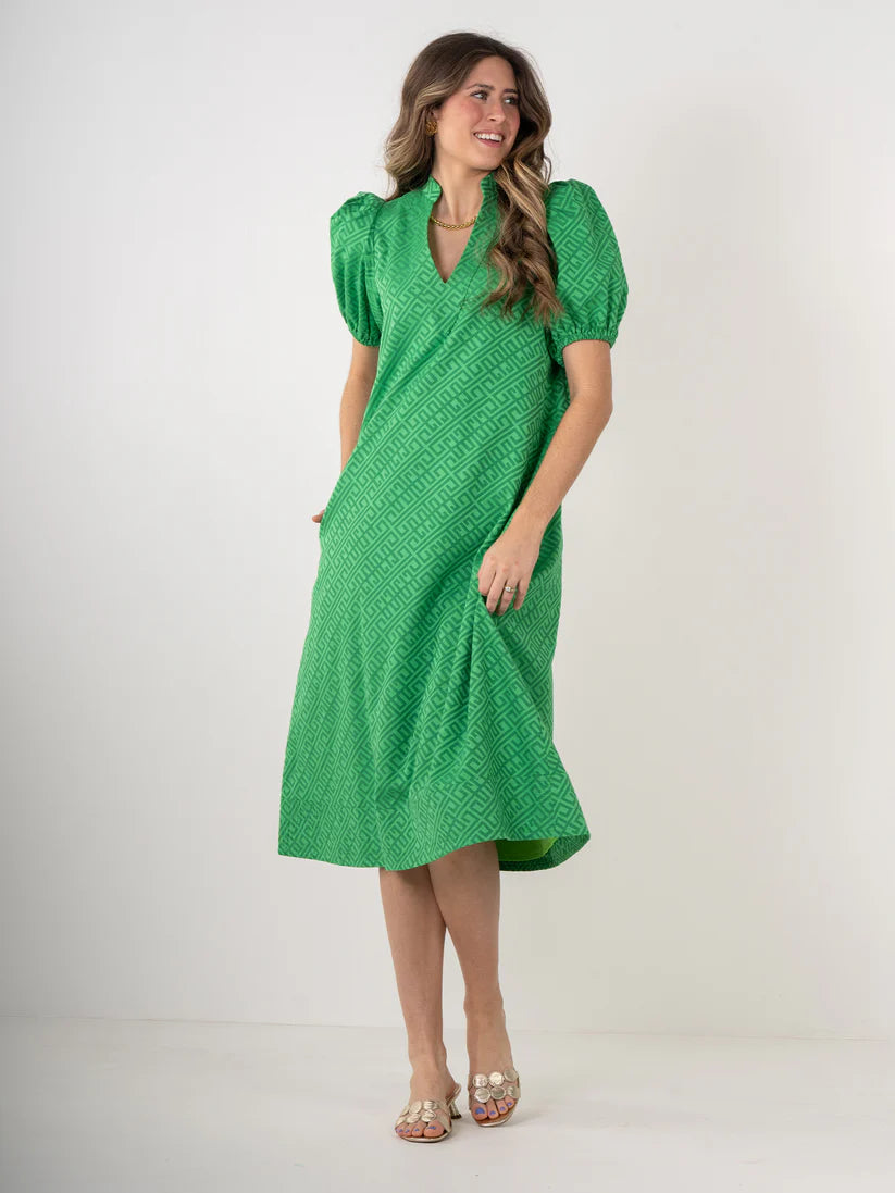 Hampton Dress in Fairway Green Monogram