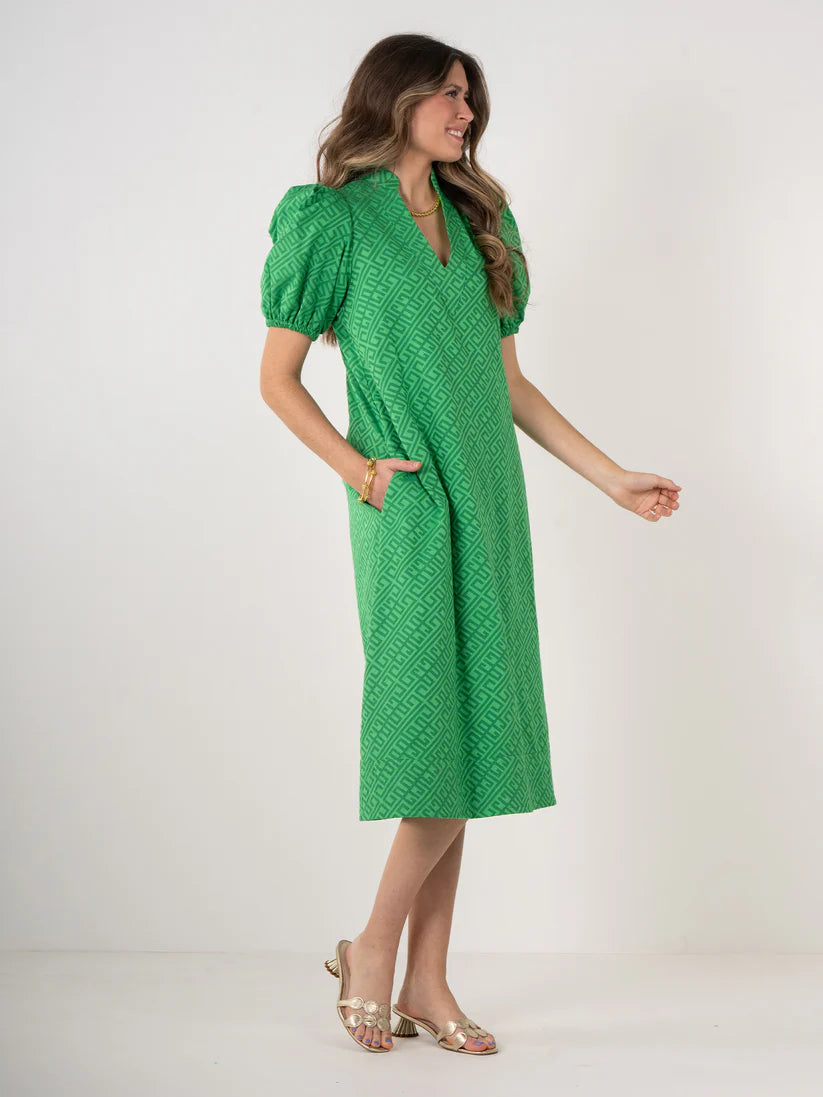 Hampton Dress in Fairway Green Monogram