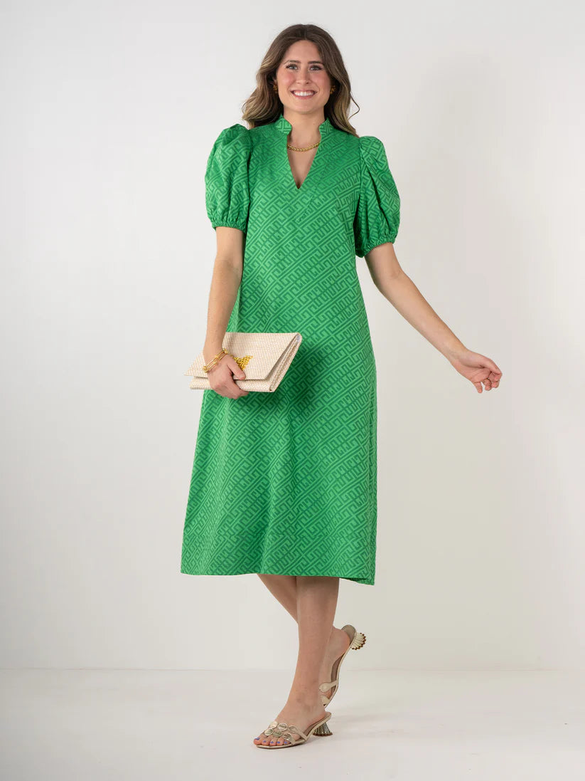 Hampton Dress in Fairway Green Monogram