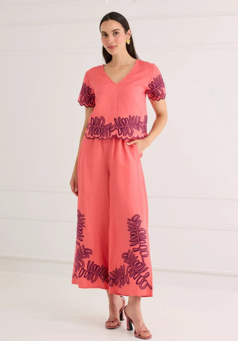Gemma Pant in Coral Royal Palm