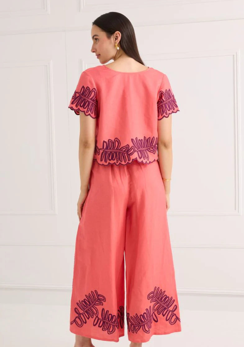 Gemma Pant in Coral Royal Palm