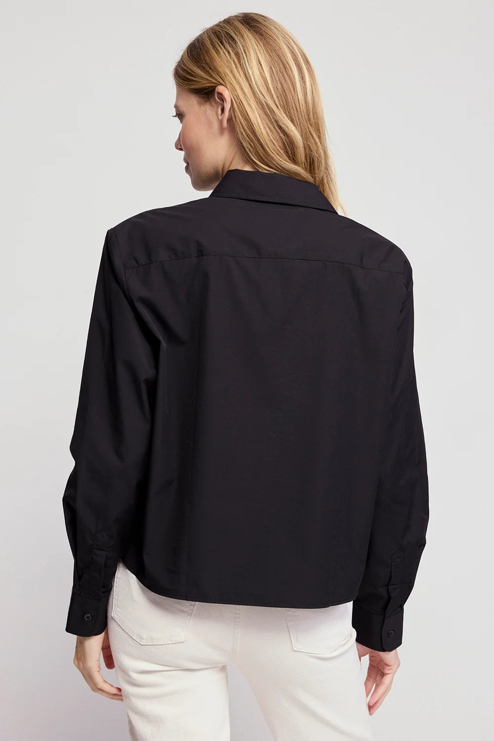 Long Sleeve Boxy Cropped Top in Black