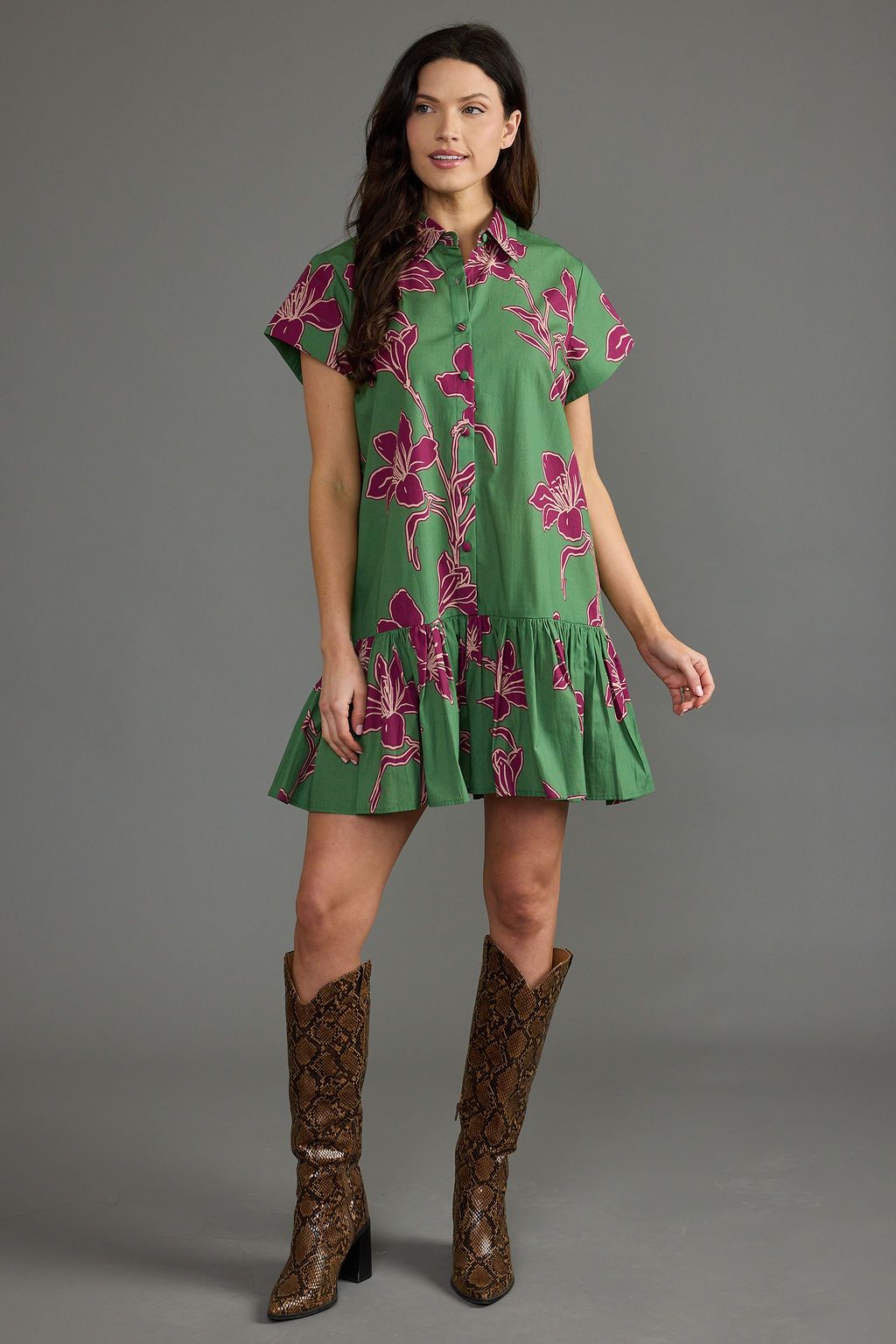 Jenny Dress in Verde Orchid