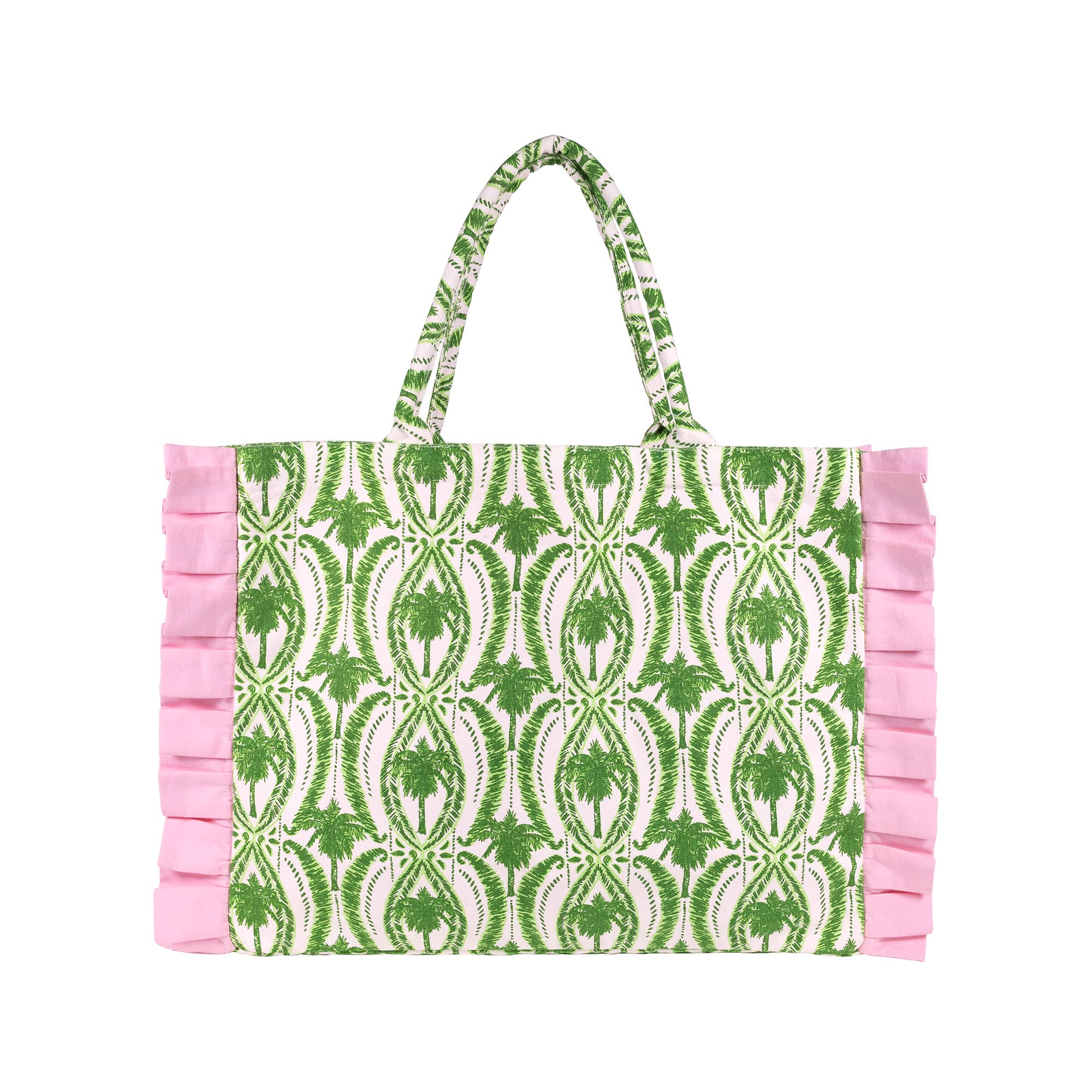 Ruffle Tote, Textured Palm Stripe
