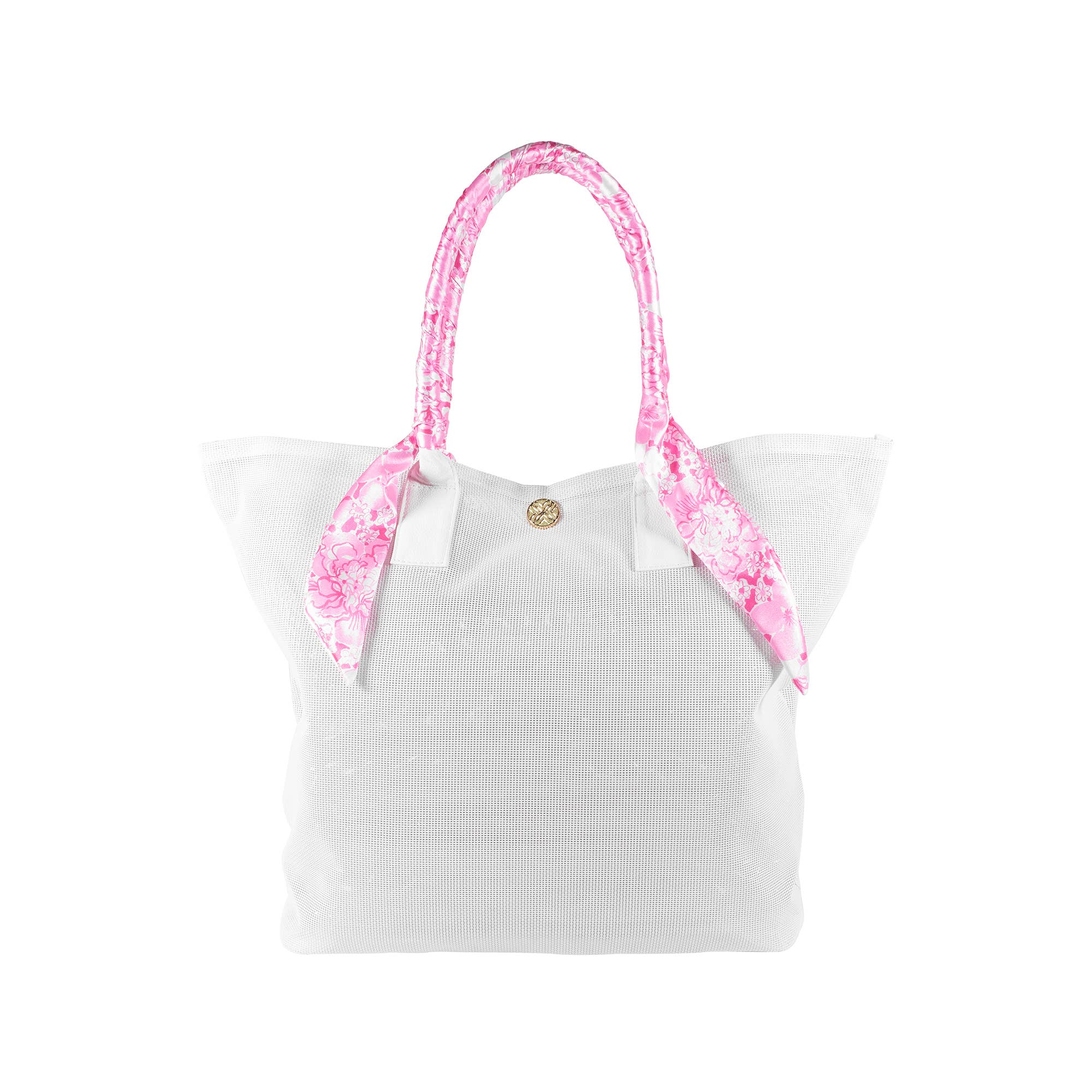 Mesh Beach Bag, Conch Shell Pink Burst of Joy