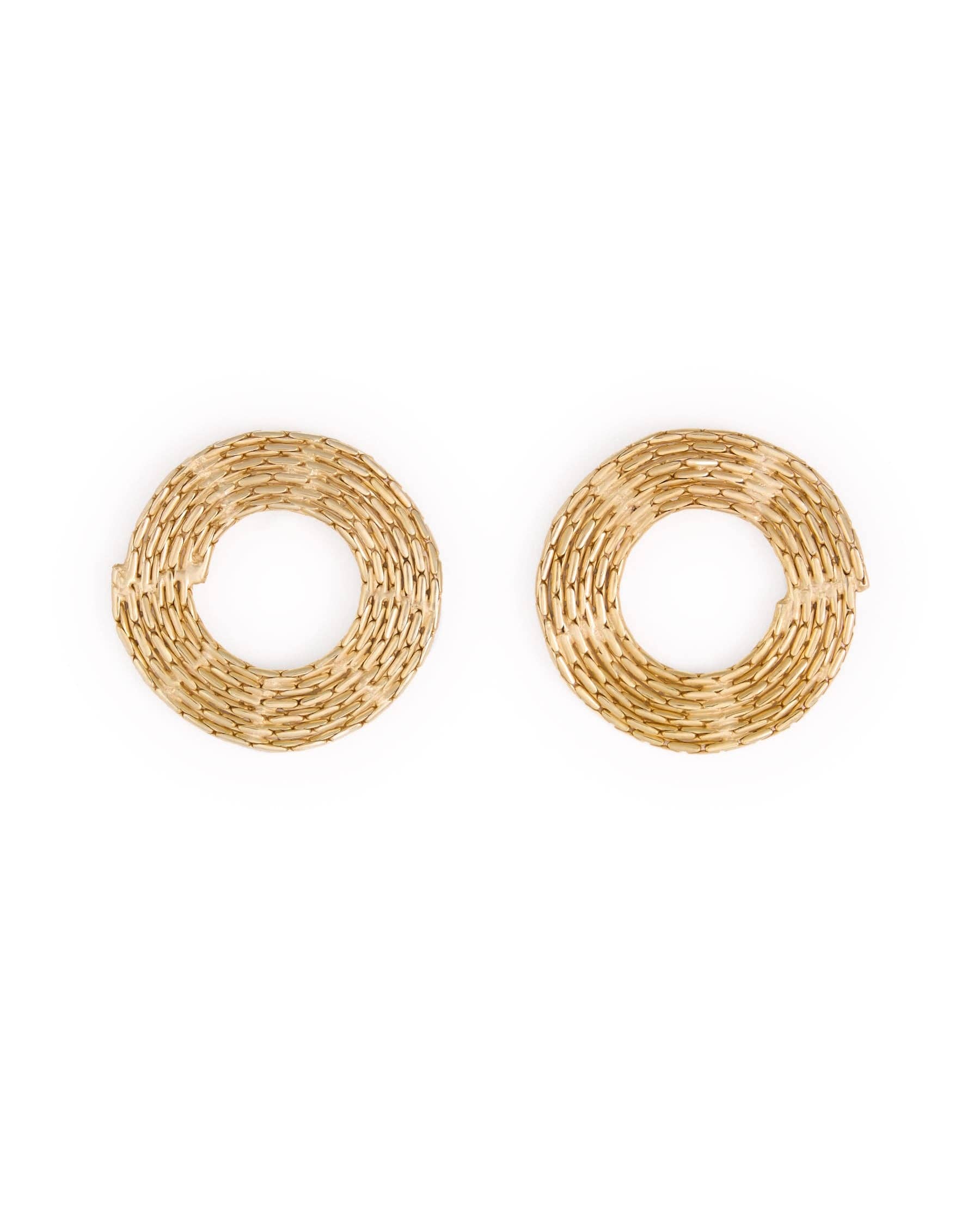 Greta Round Chain Post Earrings in Brass