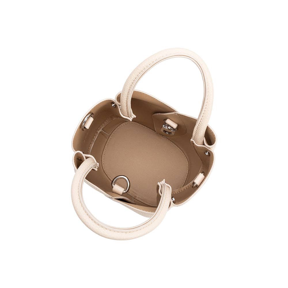 Tulip Mini Bone Recycled Vegan Leather Top Handle Bag