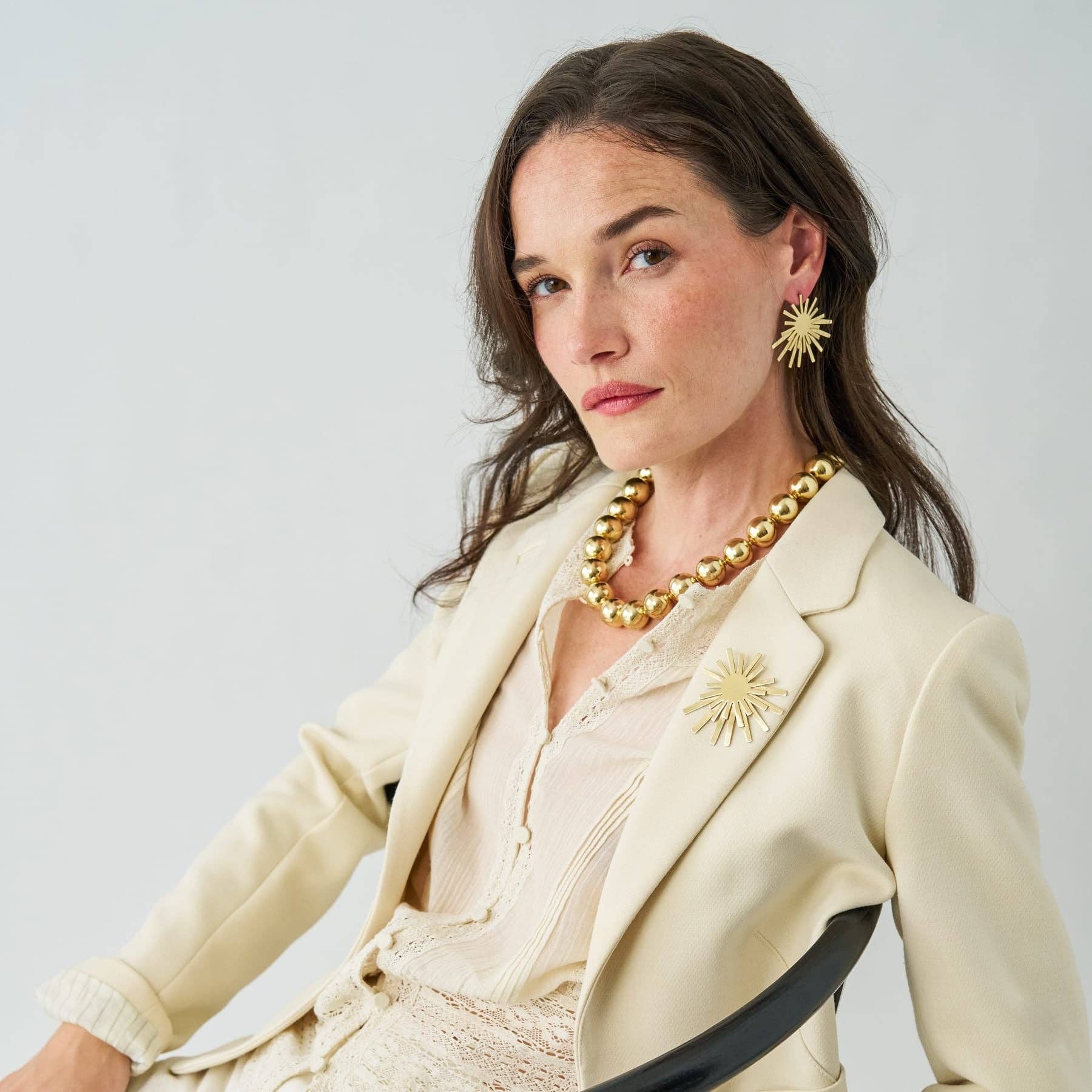 Eliza Starburst Post Earrings in Brass