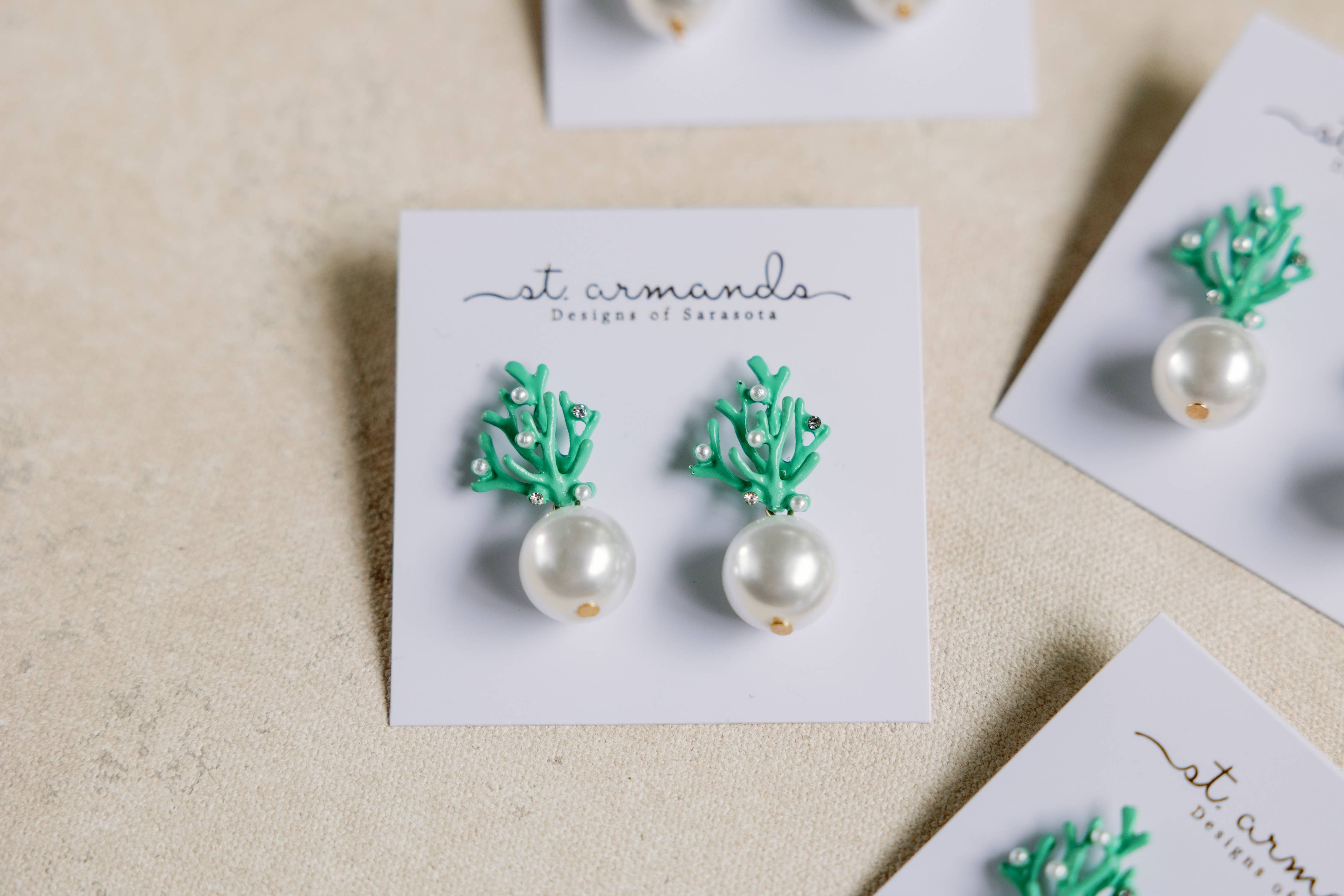 Pearl and Turquoise Coral Mini Statement Earrings