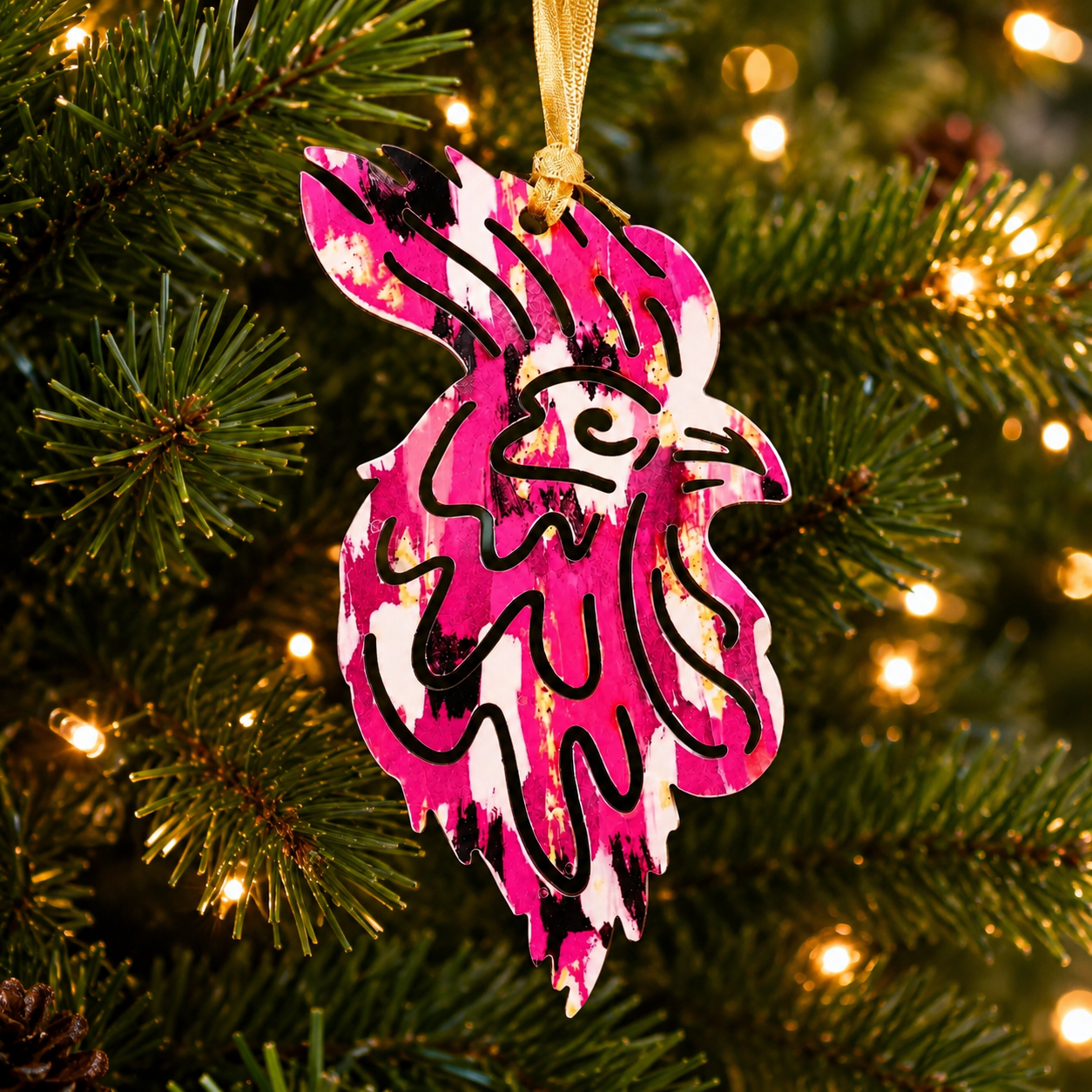Multicolor Gamecock Ornament