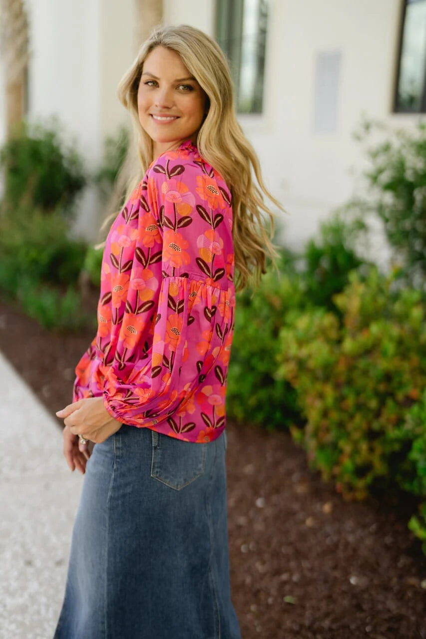 Nora Top in Pink Floral