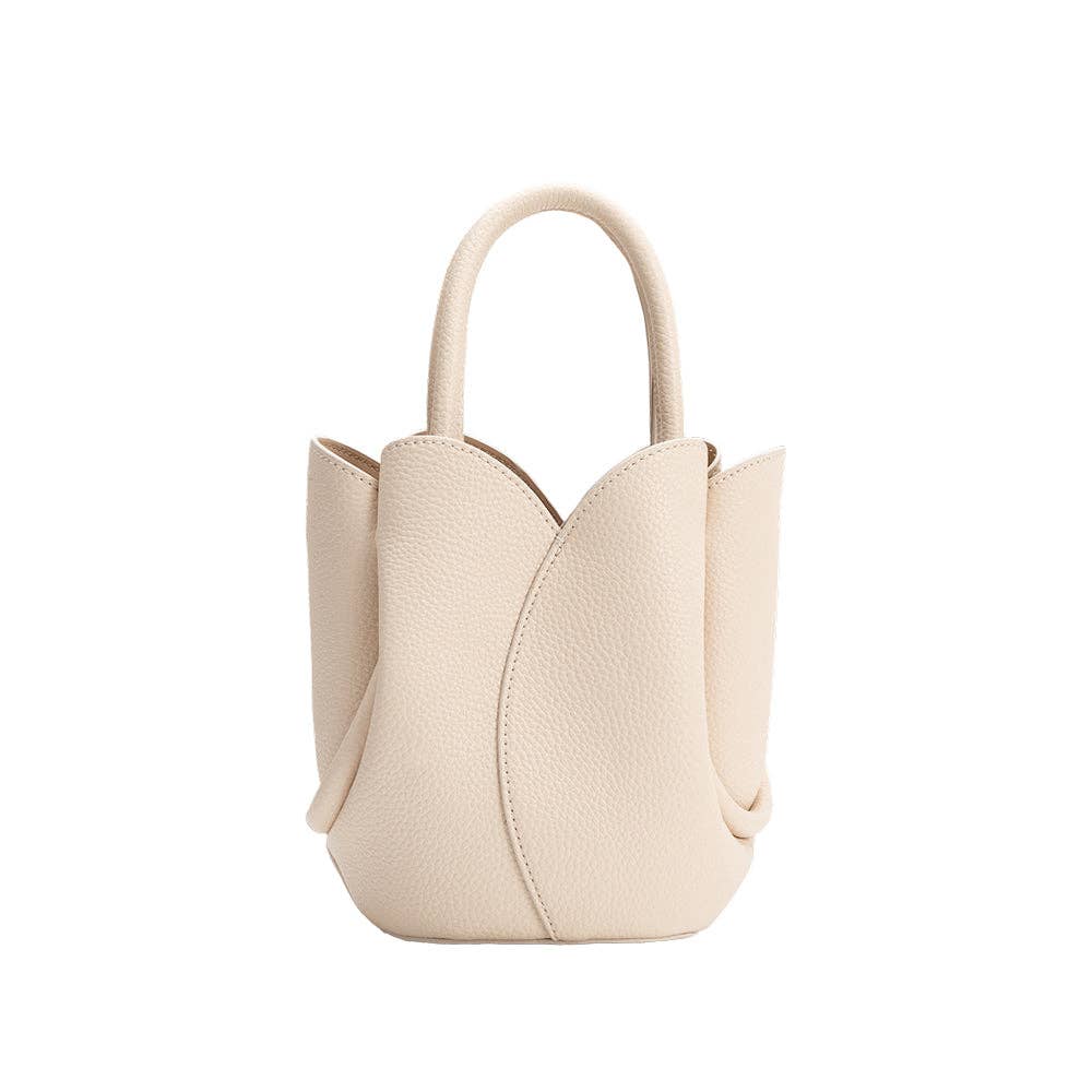 Tulip Mini Bone Recycled Vegan Leather Top Handle Bag