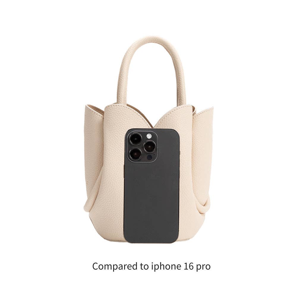 Tulip Mini Bone Recycled Vegan Leather Top Handle Bag