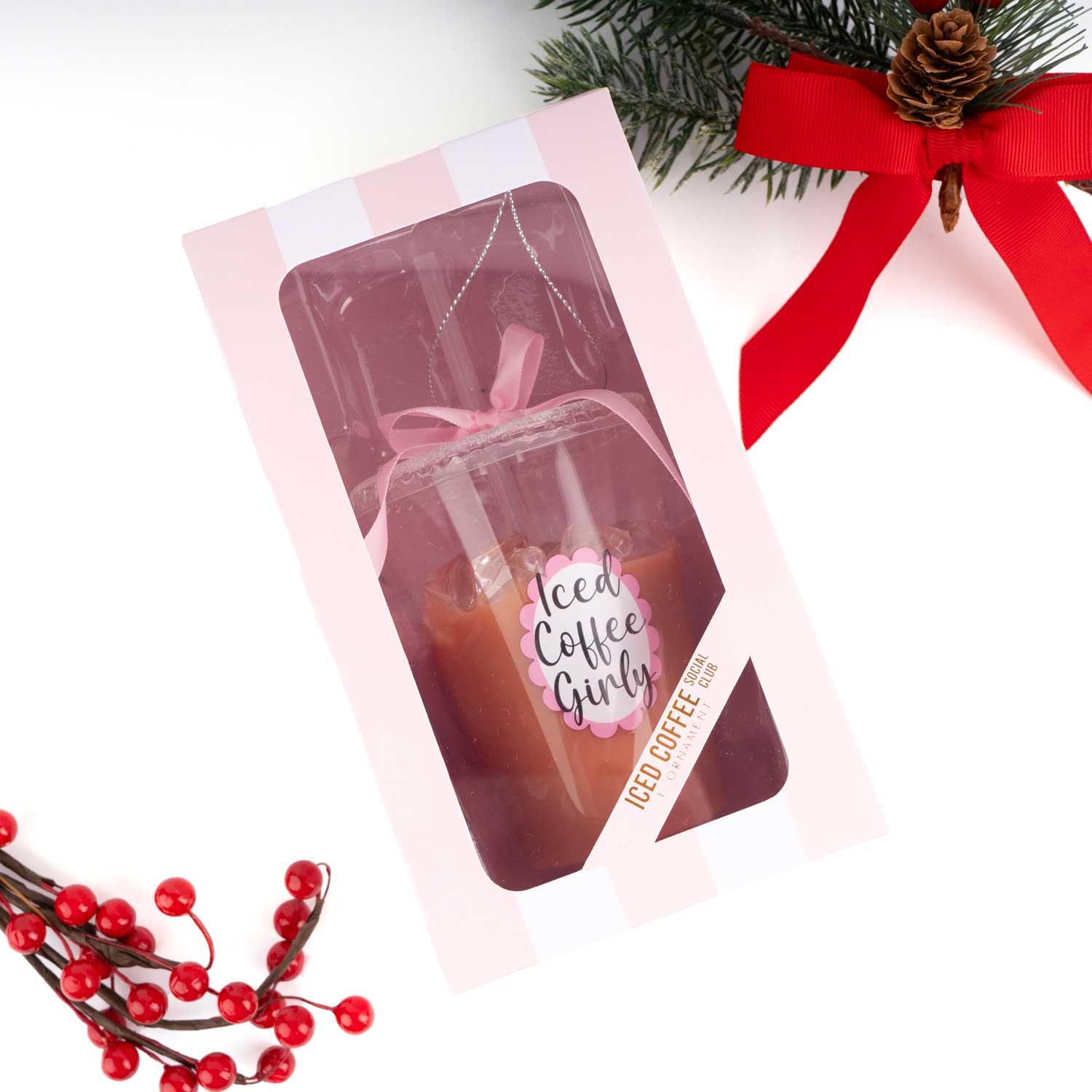 Iced Coffee Glass Christmas Ornament, Novelty