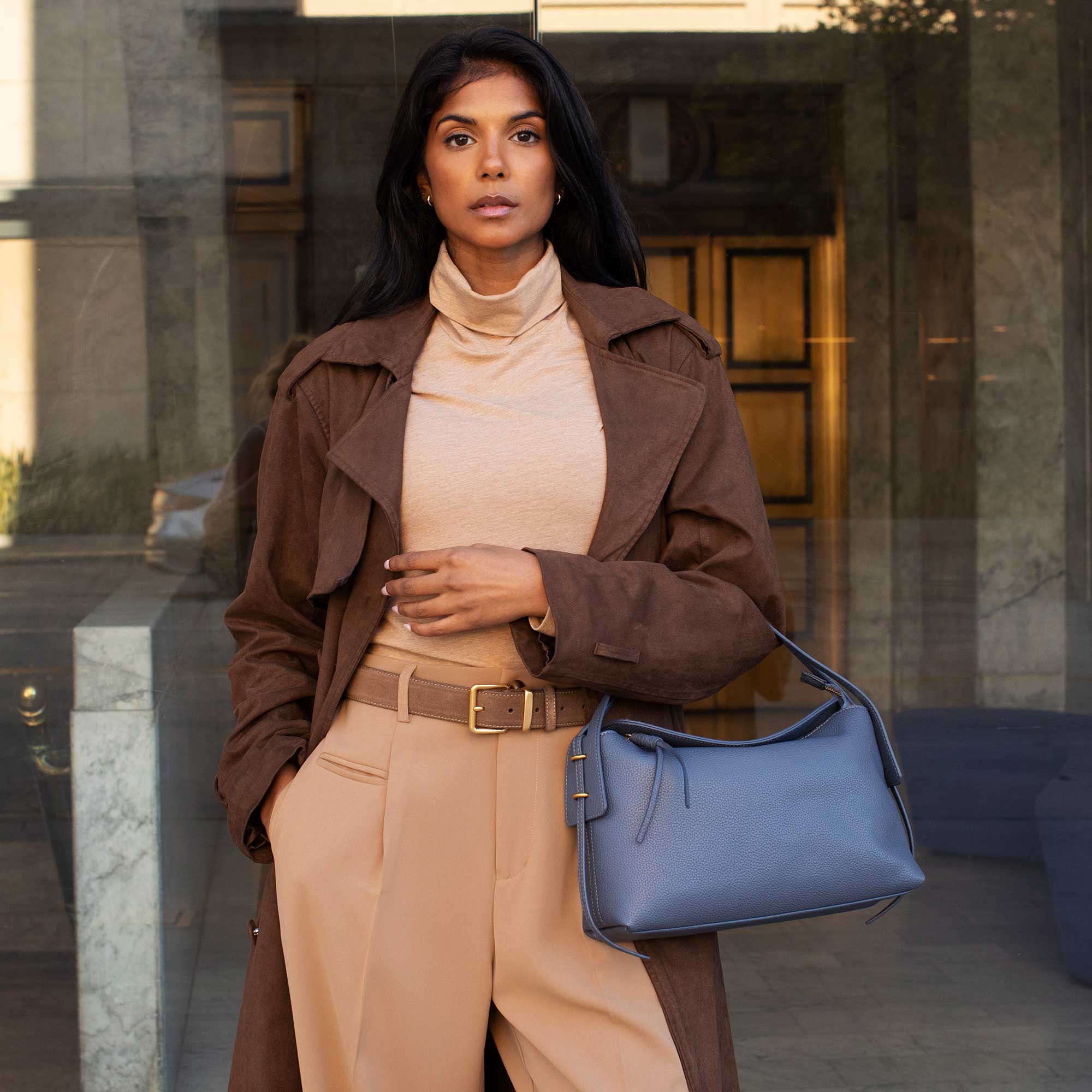 Emory Slate Recycled Vegan Leather Top Handle Bag