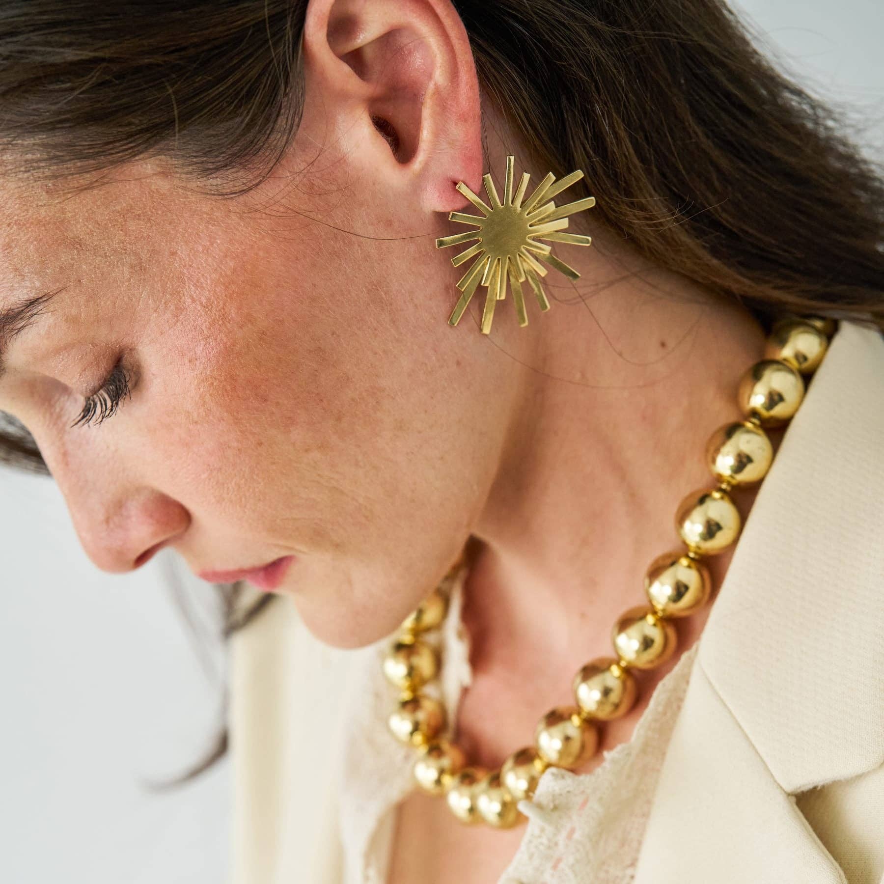 Eliza Starburst Post Earrings in Brass