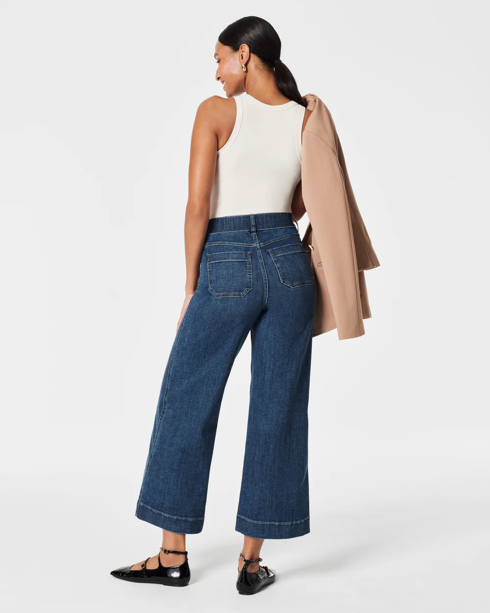 Cropped Wide Leg Jean in Shaded Blue