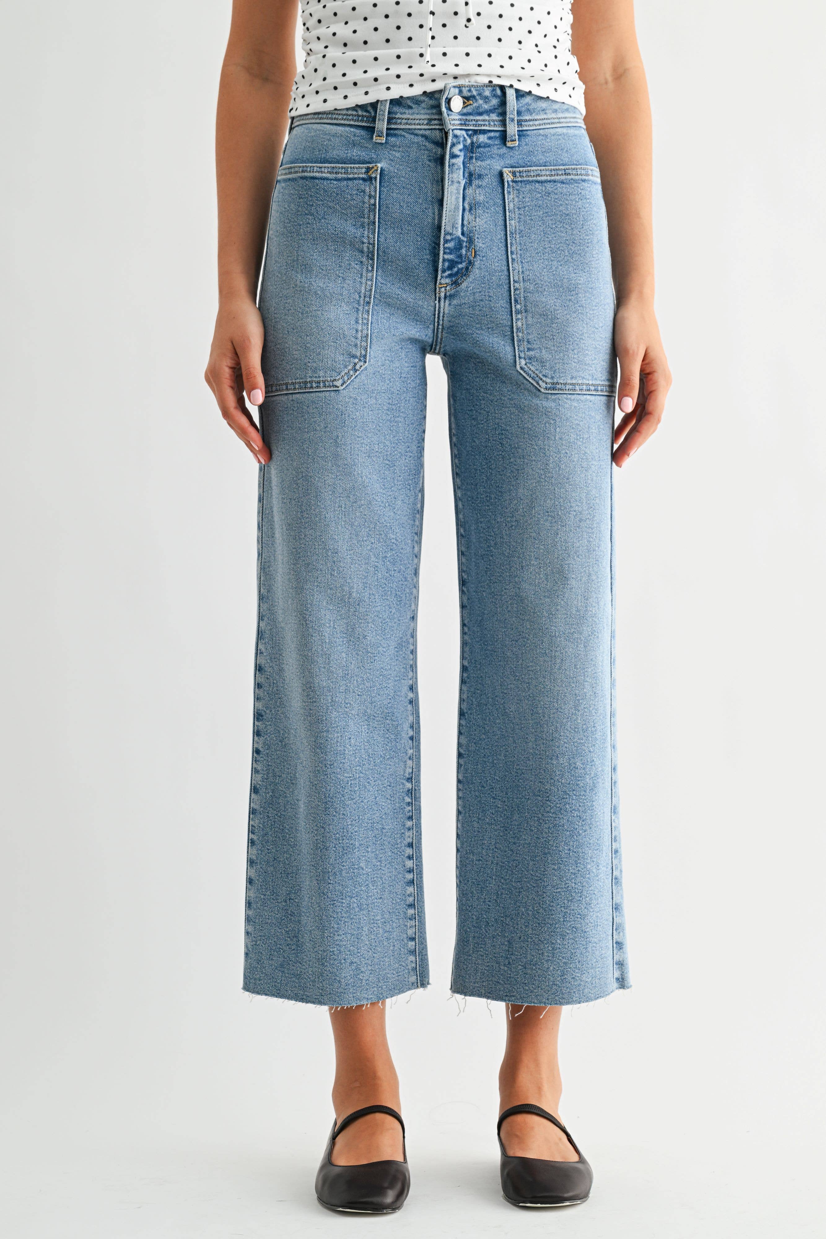 High Rise Utility Wide Leg - LIGHT DENIM