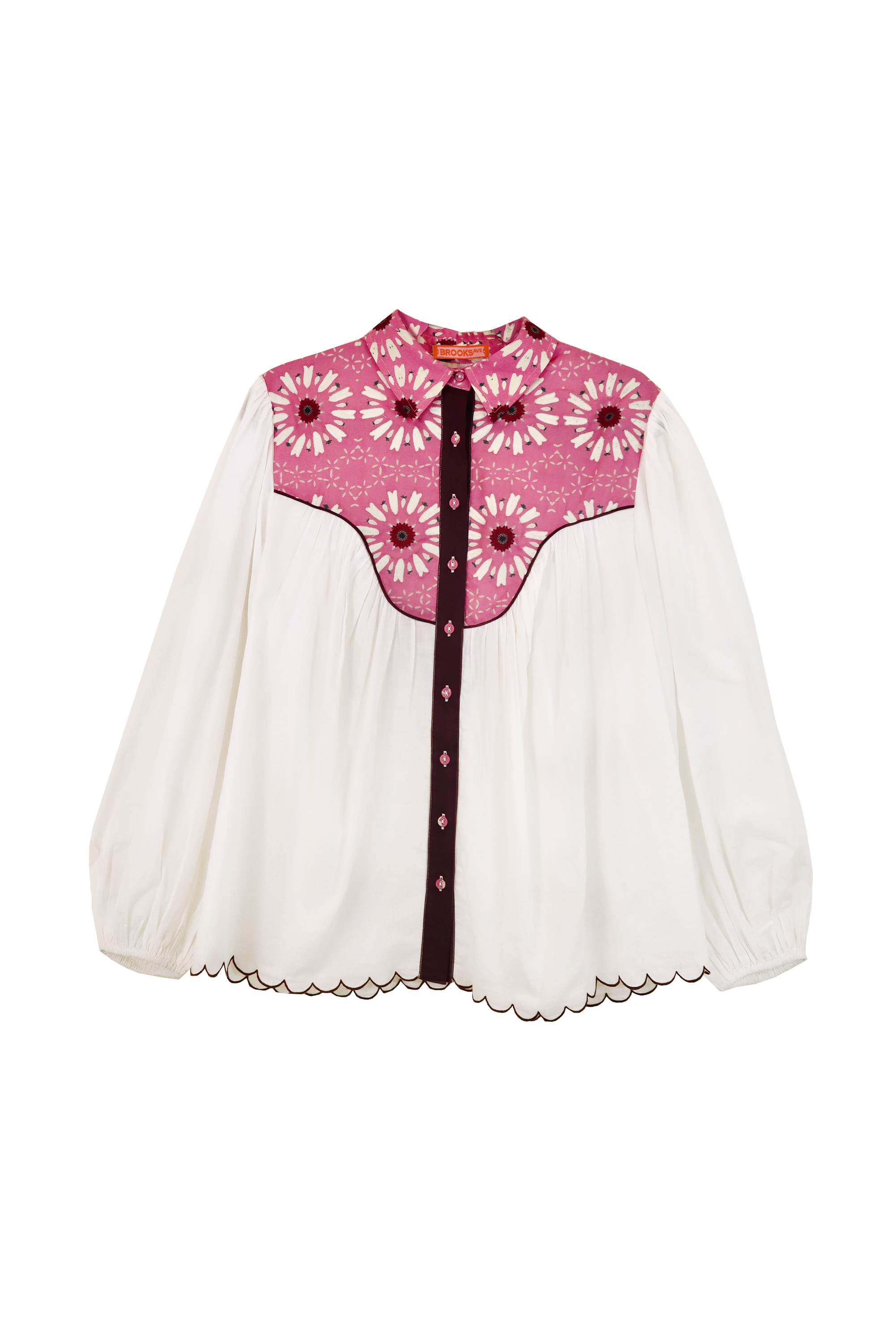 Western Blouse - Embroidered Wildflower Pink