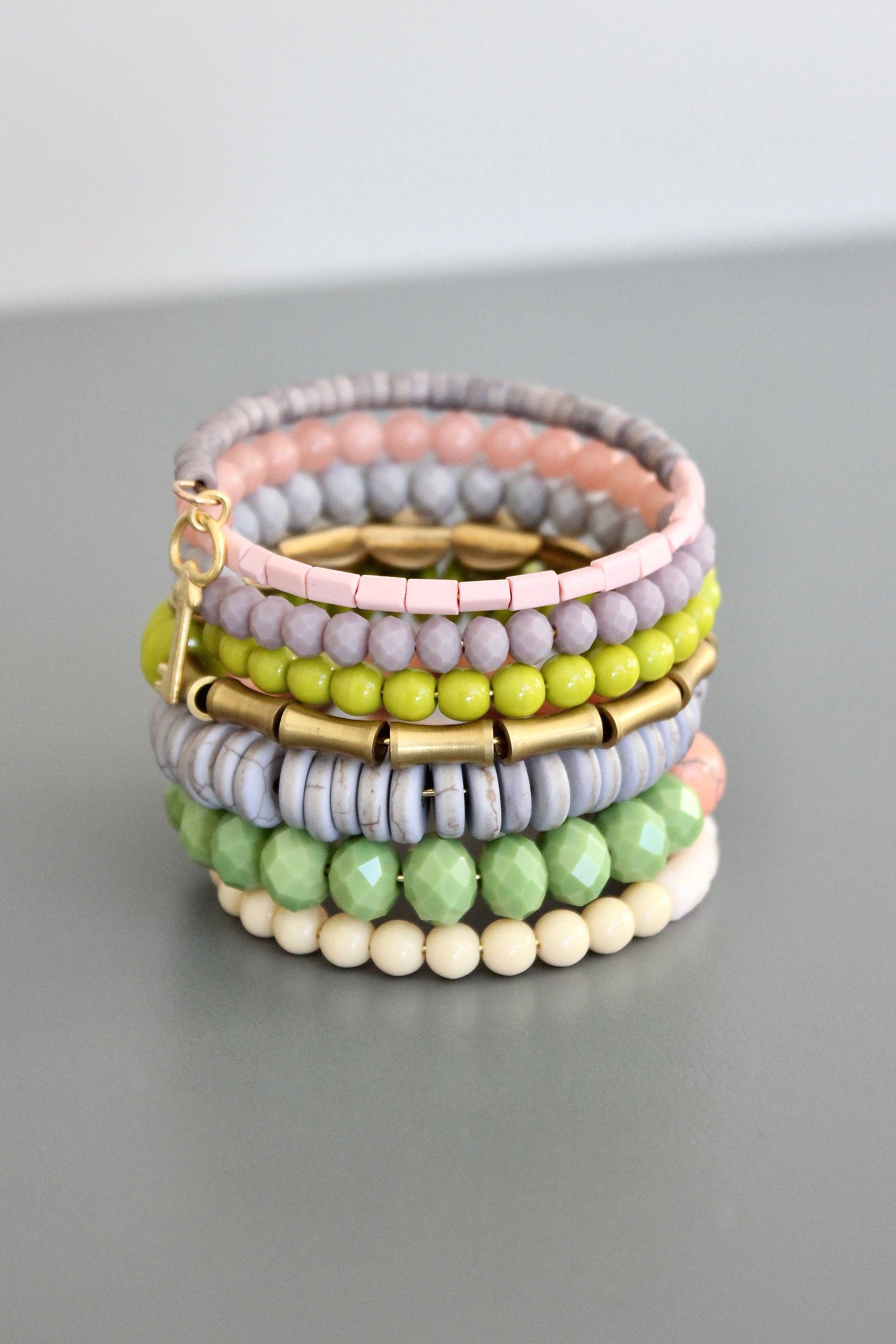 Wrap Bracelet in Coral and Chartreuse