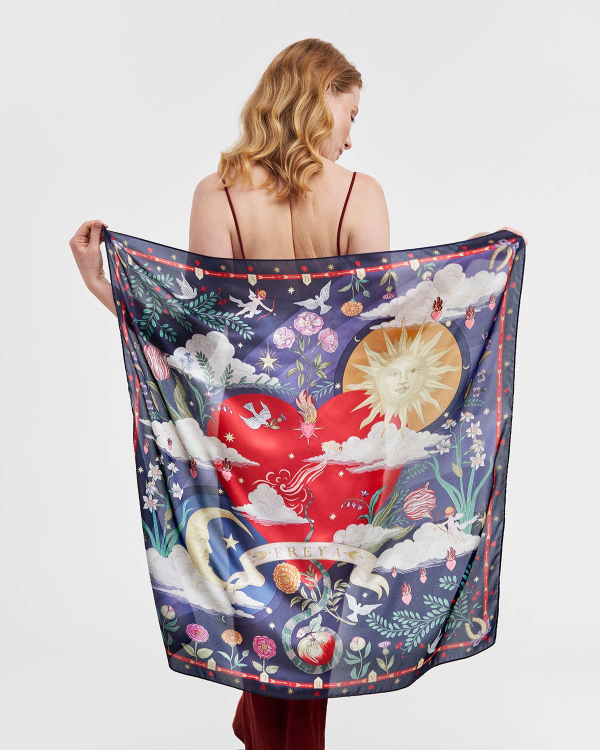 Navy Freya Narrative Square Scarf