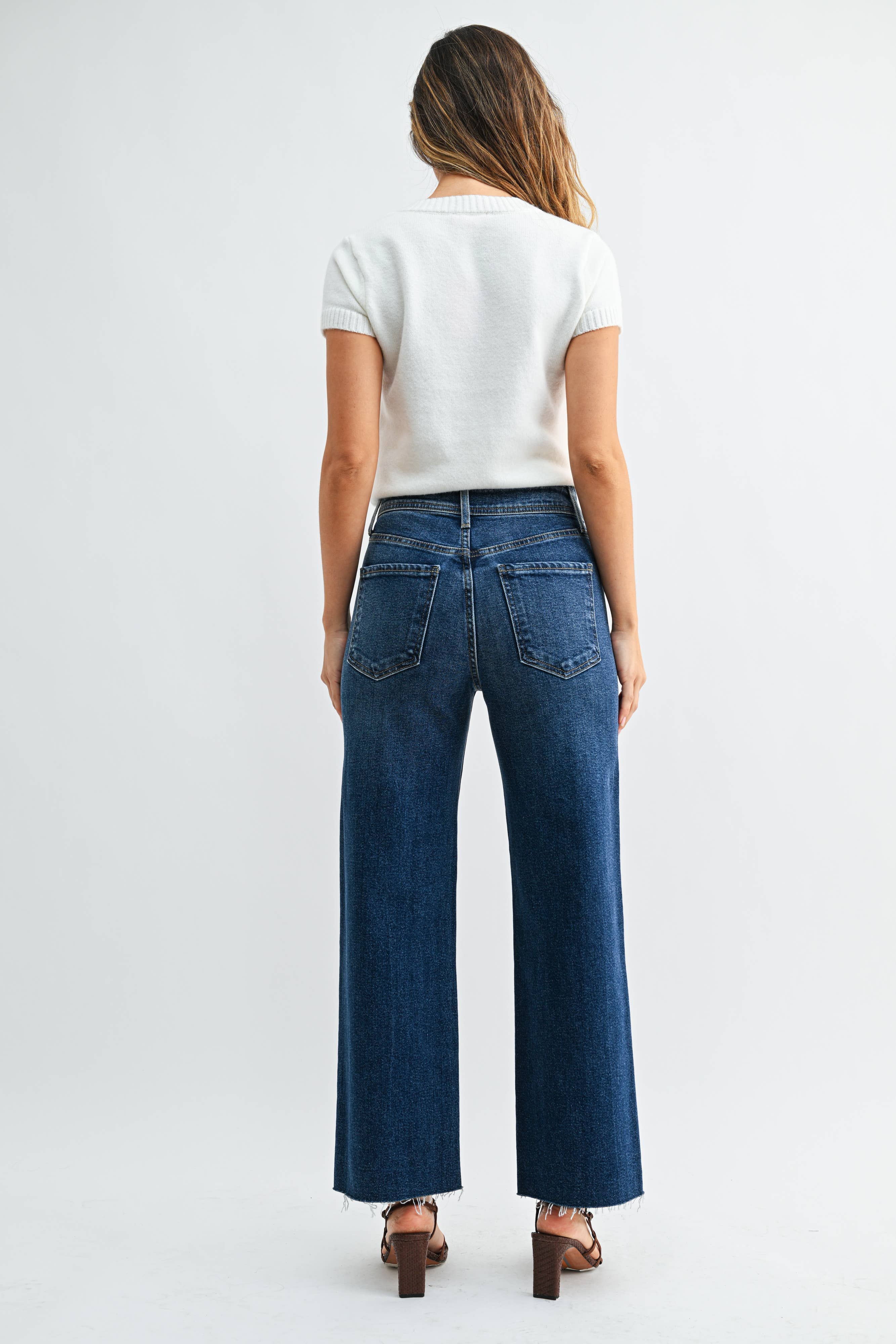 High Rise Utility Wide Leg - DARK DENIM