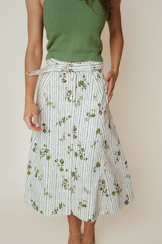 Haven Skirt in Pinstripe Floral