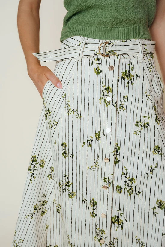 Haven Skirt in Pinstripe Floral