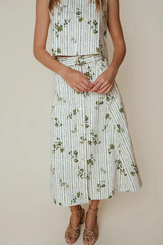 Haven Skirt in Pinstripe Floral