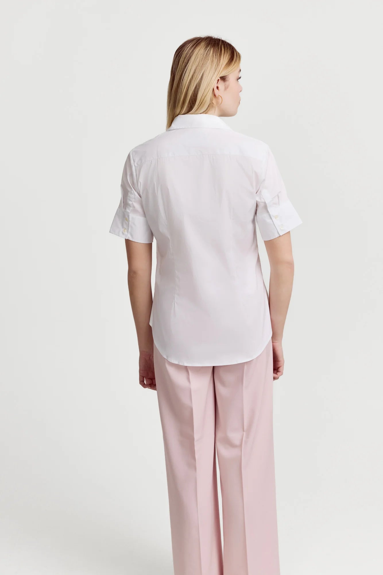 Short Sleeve Button Up Top in White