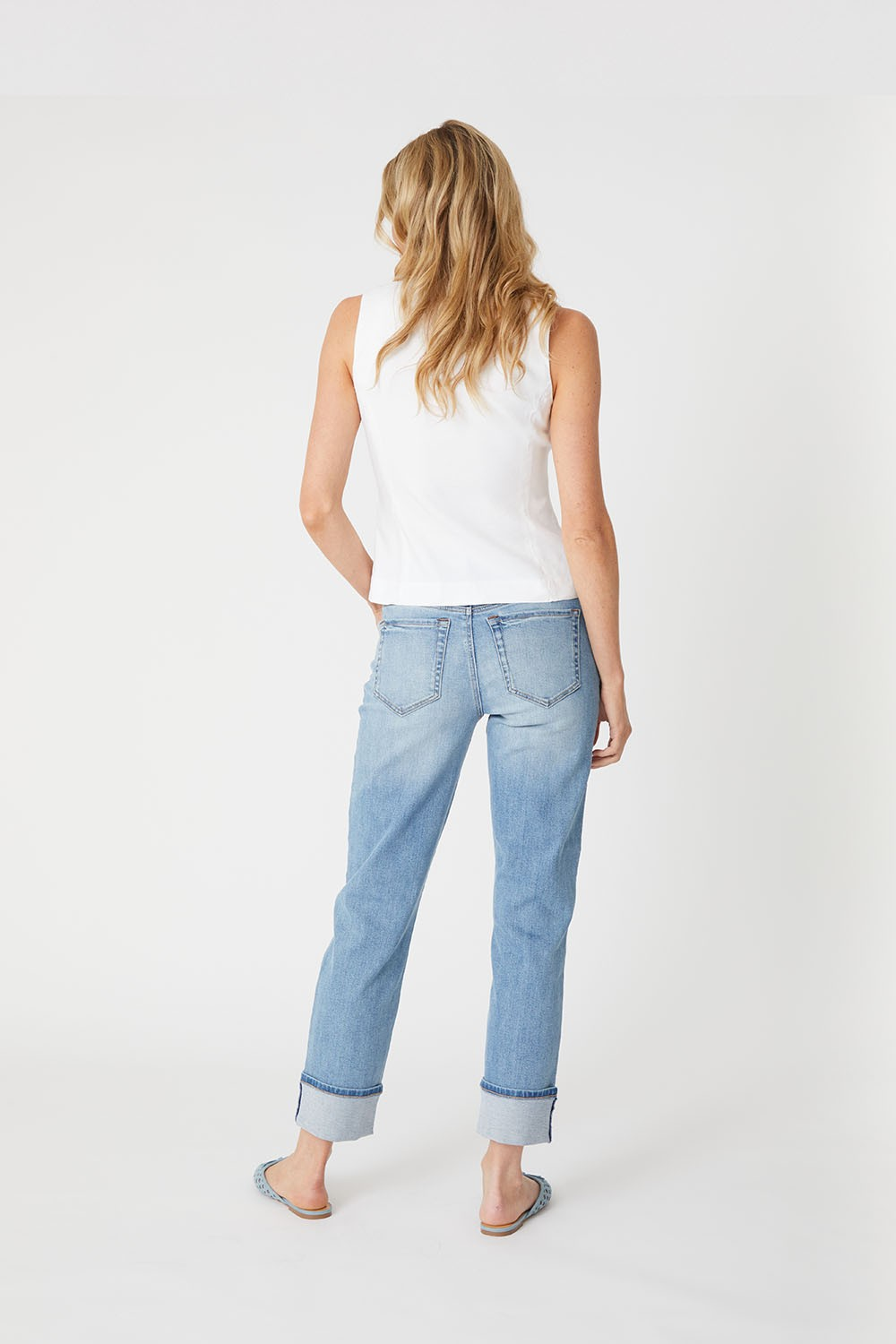 Jessie Wide Cuff Slim Jean in Vintage Blue