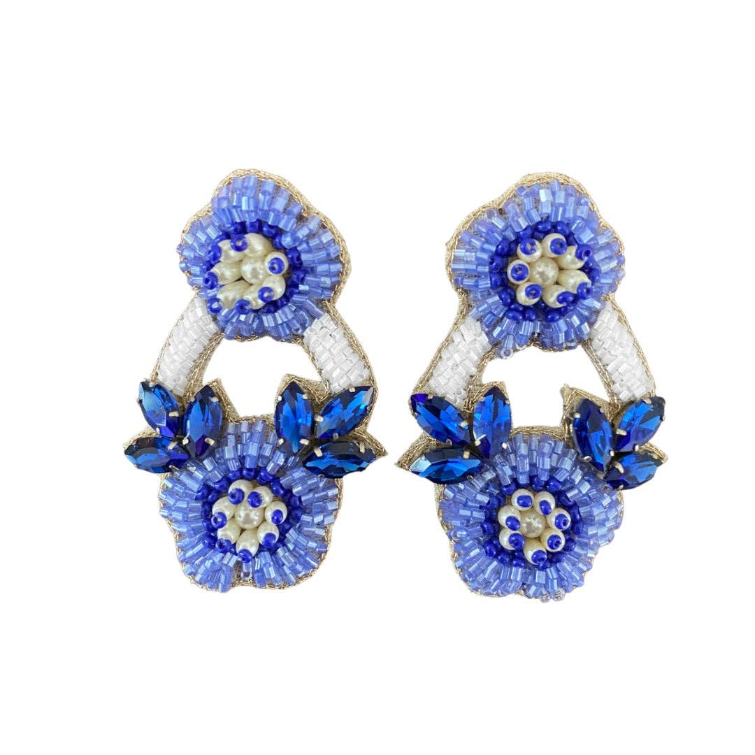 East Hampton Flower Earrings in Blue/Periwinkle/White
